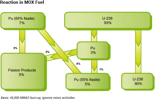 Reaction in MOX fuel